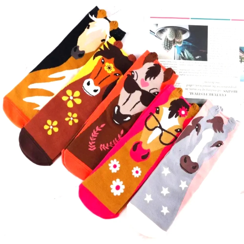 5 pr Horse pattern Equestrian socks Bundle for the fashionable horse enthusiast